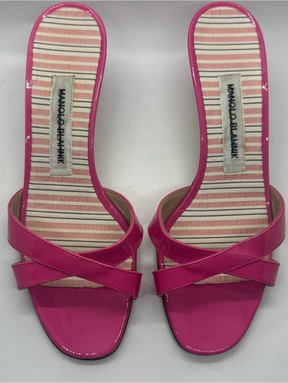 Manolo Blahnik Callamu Pink Kitten Heel Mule Sandal Size 38 Shoes - Picture 3 of 12